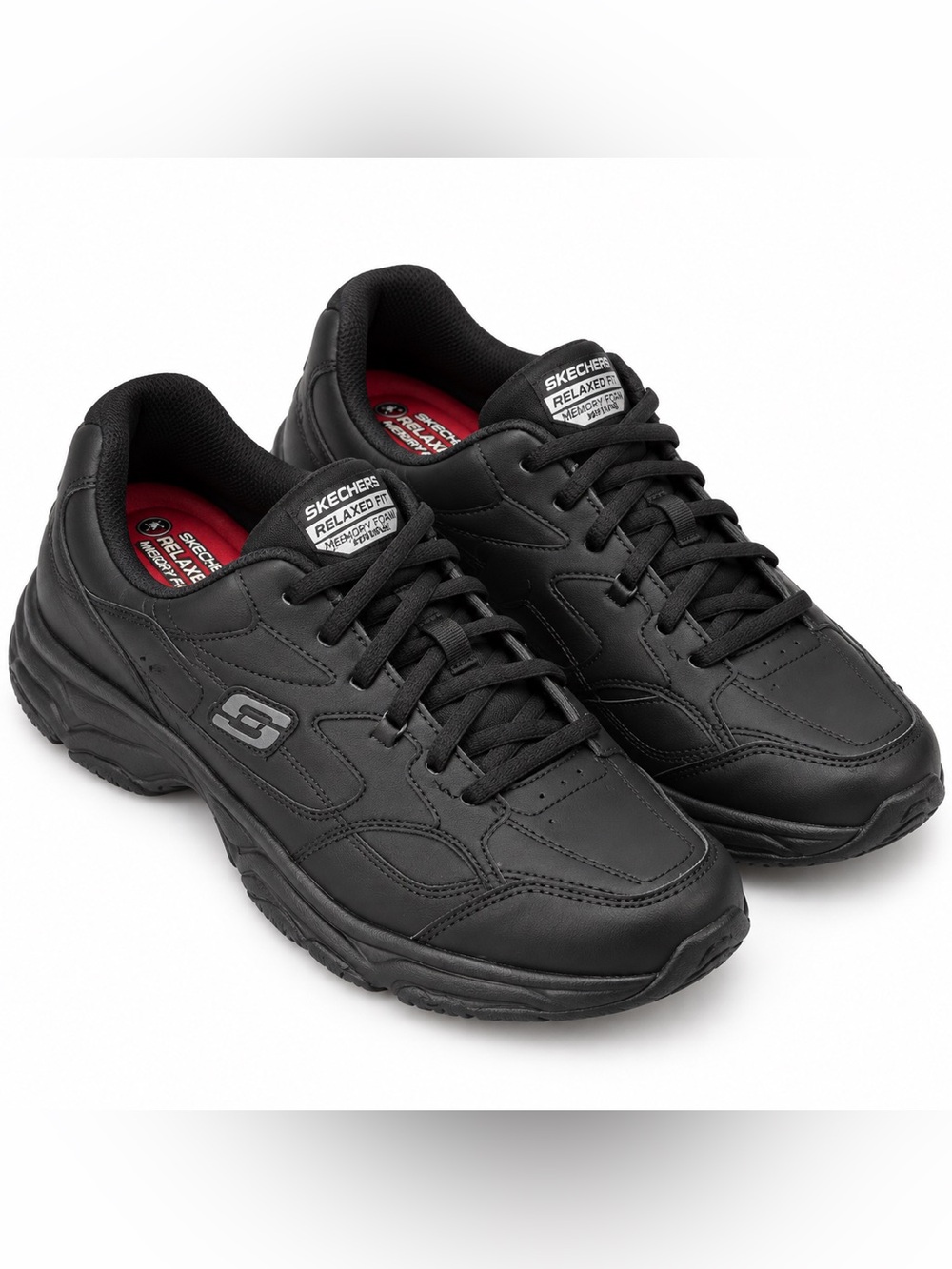 Skechers Relaxed Fit women work Black Lace-Up Sneakers
